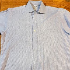 Brooks Brothers Regent men's dress shirt, 15 1/2 4/5, light blue/ white striped